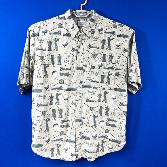 VINTAGE |•BUGLE BOY•| Golf Button Down Short Sleeve Shirt Size XL - Picture 1 of 7